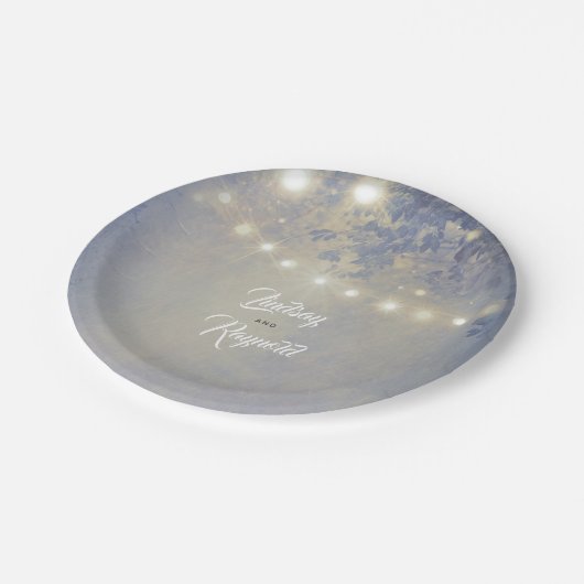 Assiettes En Carton Mariage à cordes rustique bleu foncé (Angle)