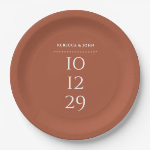 Assiettes En Carton Mariage à date spéciale minimaliste en terre cuite