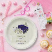 Assiettes En Carton Mariage à fleurs bleu Royal (Fête)