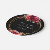 Assiettes En Carton Mariage à fleurs noir rouge chic (Angle)