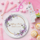 Assiettes En Carton Mariage à l'aquarelle violet Lavender Poppy (Fête)