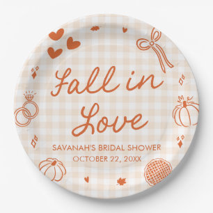 Assiettes En Carton Mariage à l'automne Dessiné à la Main Orange Fête