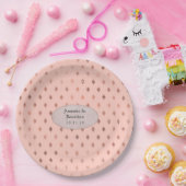 Assiettes En Carton Mariage à motif diamanté en or rose et rose pastel (Fête)