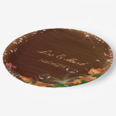 Assiettes En Carton Mariage à papillon floral en bois foncé rustique (Angle)