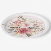 Assiettes En Carton Mariage à papillon rose et or (Angle)