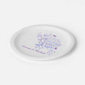 Assiettes En Carton Mariage à perruque bleu rétro (Angle)