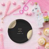 Assiettes En Carton Mariage Abstrait moderne Noir & Or contemporain (Fête)