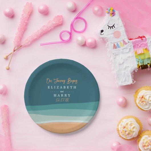 Assiettes En Carton Mariage Abstrait Ocean Beach (Fête)