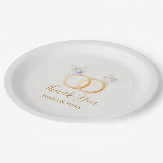 Assiettes En Carton Mariage ADELLE Simple Dusk Blue Couple (Angle)