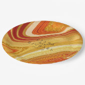 Assiettes En Carton Mariage Agate Abstrait Hot Orange ID827 (Angle)