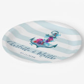 Assiettes En Carton Mariage Ancre d'aquarelle bleu marine (Angle)