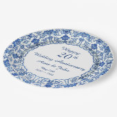 Assiettes En Carton Mariage Anniversaire Bleu Asiatique - Plaque papie (Angle)
