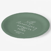 Assiettes En Carton Mariage Anniversaire Personnalisé Sage Vert Modern (Angle)