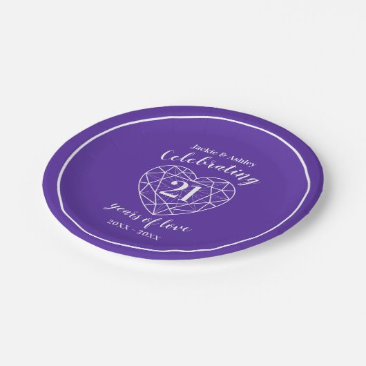 Assiettes En Carton Mariage anniversaire violet iolite 21 ans parti (Angle)