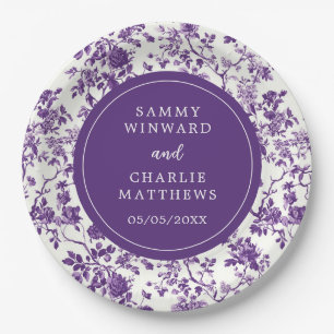 Assiettes En Carton Mariage Antique de Style Chinoiserie Violet