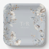 Assiettes En Carton Mariage Aquarelle Fleur sauvage Delicate Blue ID11 (Recto)