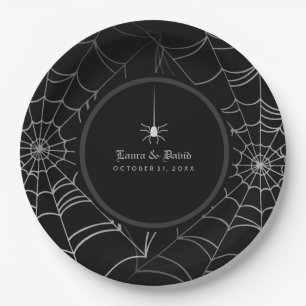 Assiettes En Carton Mariage araignée toile d'araignée Halloween noir e