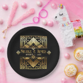 Assiettes En Carton Mariage Art déco noir & or (Fête)