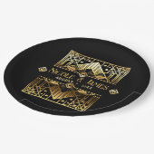 Assiettes En Carton Mariage Art déco noir & or (Angle)