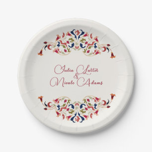 Assiettes En Carton Mariage Artistique Botanique Floral Paisley Luxueu