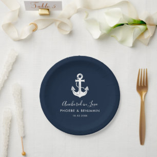 Assiettes En Carton Mariage au Coastal Yacht Club Nom Personnalisé