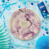 Assiettes En Carton Mariage au damas lavande en détresse (Fête)