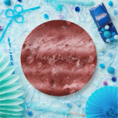 Assiettes En Carton Mariage au marbre ombré rouge clinquant       (Fête)