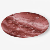Assiettes En Carton Mariage au marbre ombré rouge clinquant       (Angle)