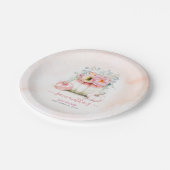 Assiettes En Carton Mariage automnal de citrouille florale rose (Angle)