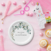 Assiettes En Carton Mariage aux feuillages d'eucalyptus (Fête)