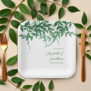 Assiettes En Carton Mariage aux feuilles botaniques rustiques