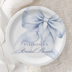 Assiettes En Carton Mariage avec un Nœud Bleu