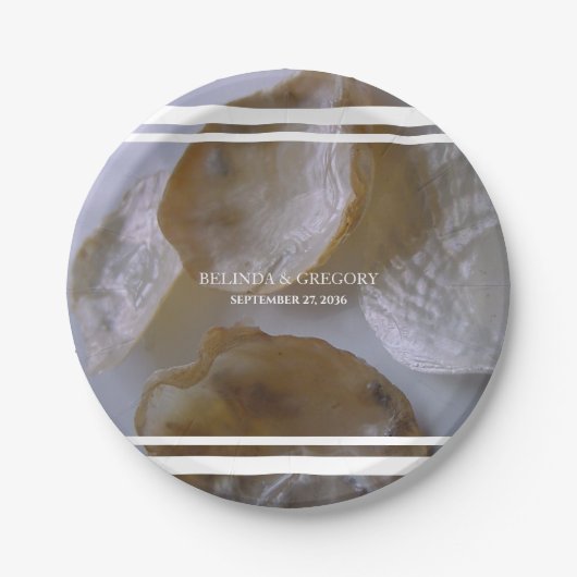 Assiettes En Carton Mariage Beach Clams (Devant)