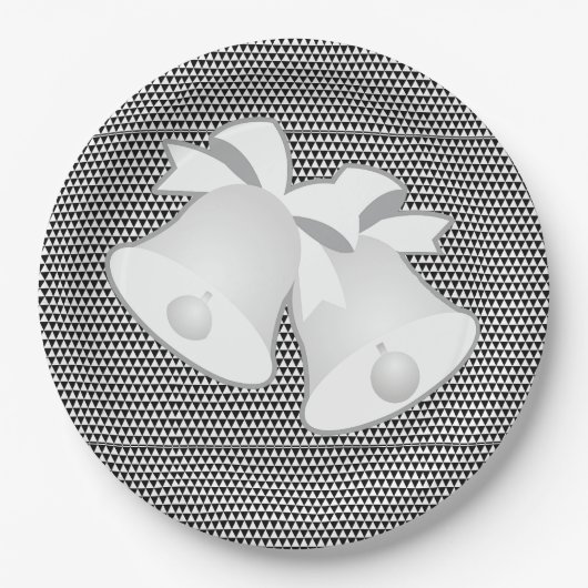 Assiettes En Carton Mariage Bells Blk White Geo (Devant)