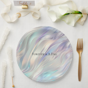 Assiettes En Carton Mariage blanc Aqua Blue Purple Pearl