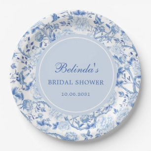 Assiettes En Carton Mariage Blanc Bleu Chinoiserie Floral Fête