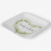 Assiettes En Carton Mariage blanc Lily Coeur sur le bois (Angulaire)