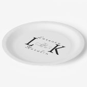 Assiettes En Carton Mariage blanc Monogramme simple Élégant minimalist (Angle)