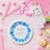 Assiettes En Carton Mariage bleu aquarelle couronne plaque papier pers (Fête)