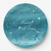 Assiettes En Carton Mariage bleu d'Aqua (Devant)