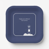Assiettes En Carton Mariage bleu Lighthouse Navy (Recto)