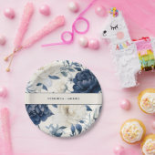 Assiettes En Carton Mariage bleu marine et blanc couleur d'aquarelle f (Fête)