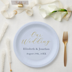 Assiettes En Carton Mariage bleu opulent