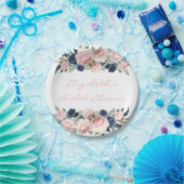 Assiettes En Carton Mariage bleu Peony de la marine rose (Fête)