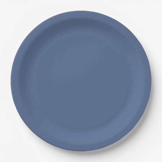 Assiettes En Carton Mariage Bleu Poussière Uni (Devant)