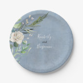 Assiettes En Carton Mariage bleu verdoyant et poussiéreux (Devant)