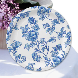 Assiettes En Carton Mariage Blue et Blanc Chinoiserie