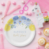 Assiettes En Carton Mariage Blue Floral Lemon Main Squeeze (Fête)