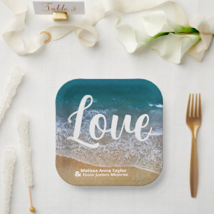 Assiettes En Carton Mariage Blue Sea Beach