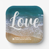 Assiettes En Carton Mariage Blue Sea Beach (Recto)